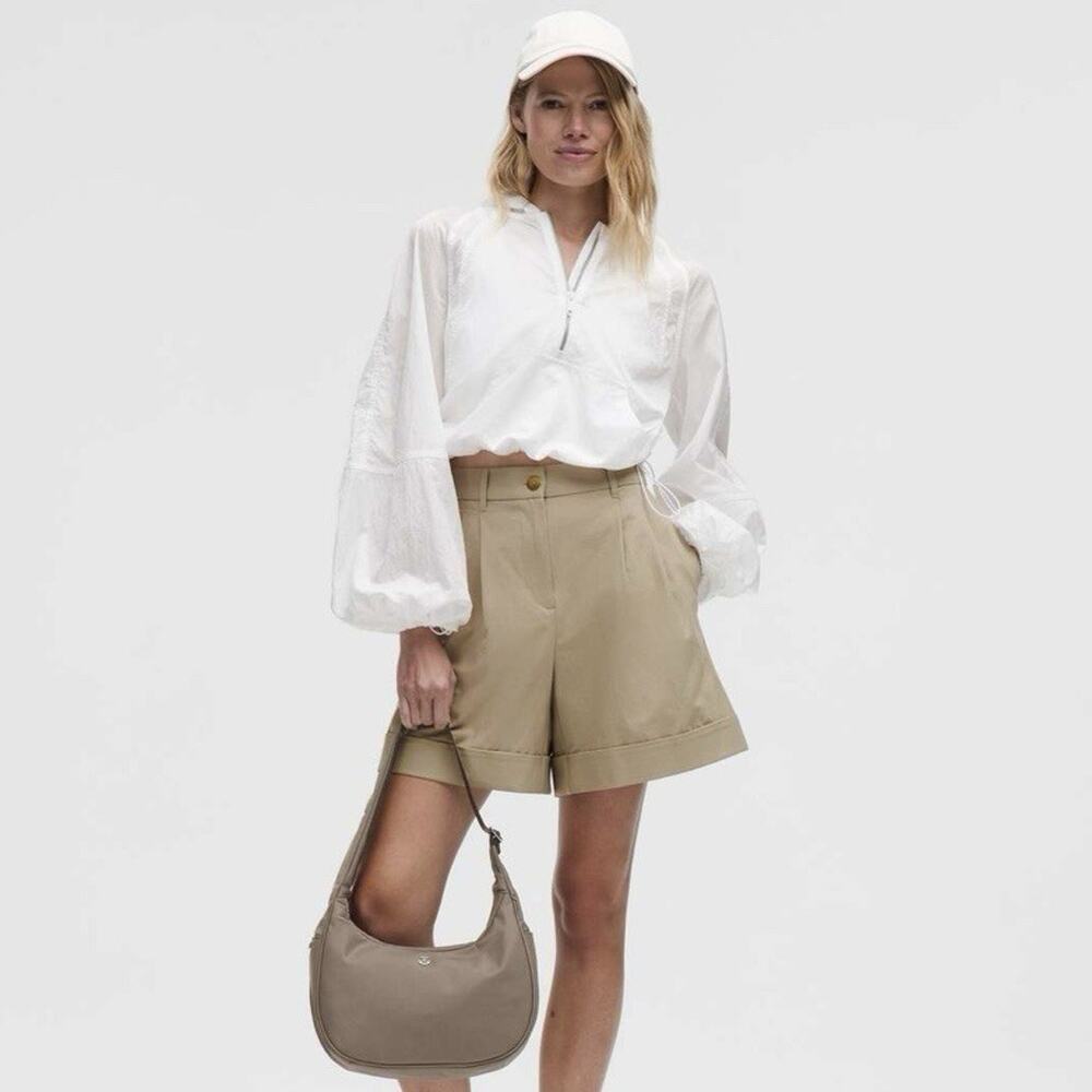 NWT Lululemon LuluLinen High-Rise Pleated Short 6" Sheer Oak Tan Linen Blend 27 - Picture 13 of 13